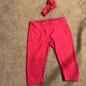 Cropped Prana Yoga pants and matching hair band